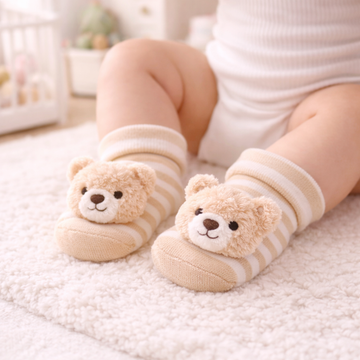 3D Cartoon Non-Slip Baby Socks – Soft Cotton Anti-Slip Floor Socks (0–12 Months)