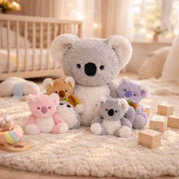 Mama Koala Plush Toy with 4 Hidden Baby Koalas – 12” Soft Surprise Zipper Stuffed Animal Gift for Kids