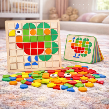 Montessori Tangram Puzzle Board – 120 PCS Wooden Geometric Learning Toy with Pattern Cards (Ages 3+)