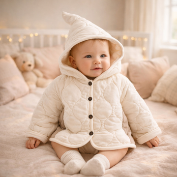 Premium Baby Fleece Quilted Hooded Coat – Warm Autumn & Winter Toddler Jacket (1–3 Years)