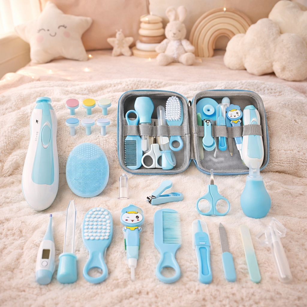22-Piece Baby Healthcare & Grooming Kit with Electric Nail Trimmer – Complete Newborn Care Set (Portable Case)