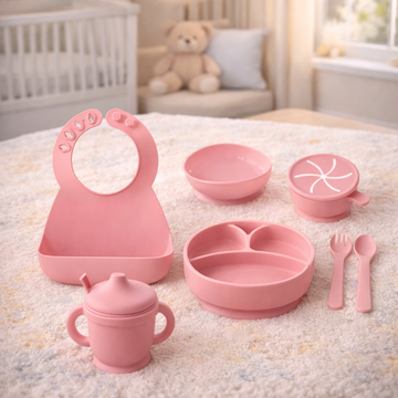 Complete Silicone Baby Feeding Set – Suction Plate, Bowl, Bib & Toddler Utensils | Baby Led Weaning Essentials (BPA Free)
