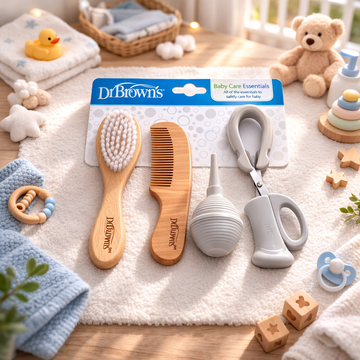 Dr. Brown’s Baby Care Essentials Kit – Brush, Comb, Nasal Aspirator & Safe Nail Scissors | BPA Free Infant Grooming Set